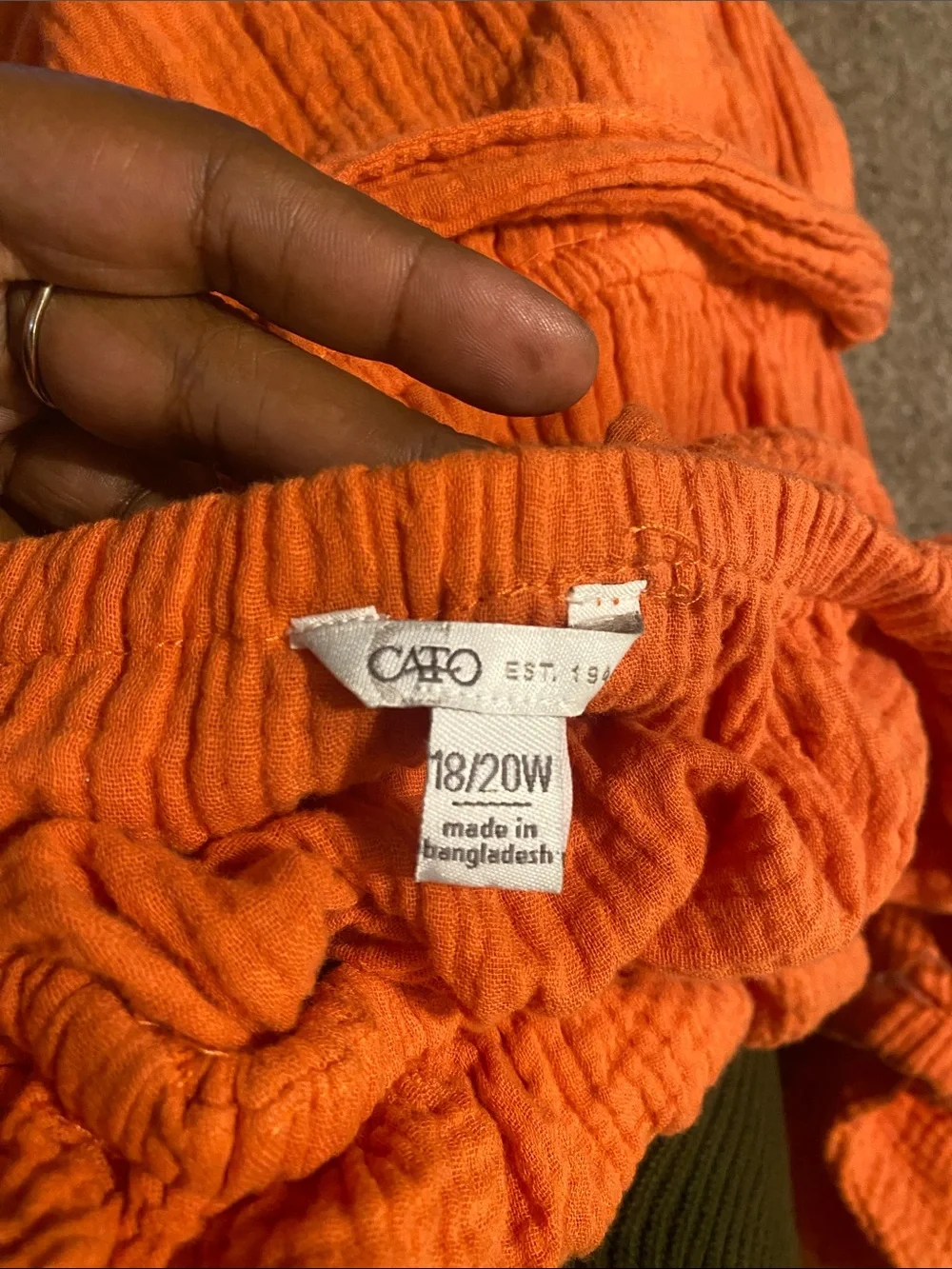 Cato Orange Strapless Gauzy Wide Leg Jumpsuit w/ Waist Tie Size 18/20W - Picture 5 of 7